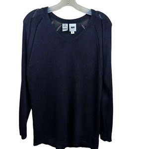 DKNY Sweater Vtg 90's Small Open Weave Cut Out V Neck Long Sleeve Rayon Tunic